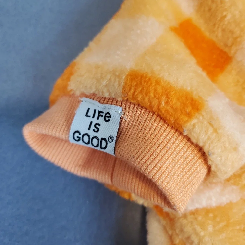Life Is‎ Good Size L Orange Plaid Fleece Pajamas Costume Harvest Fall Halloween